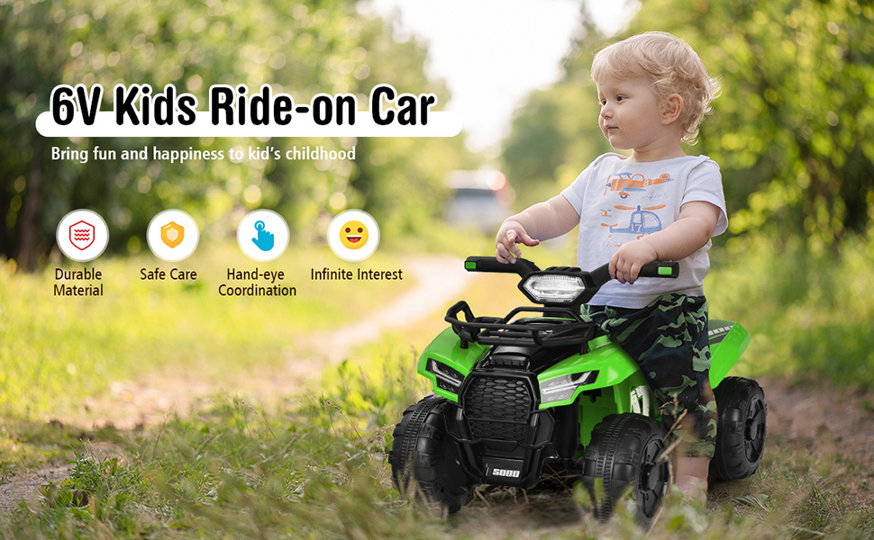 Costzon Kids ATV, 6V Battery Powered Electric Vehicle Four Wheeler ATV