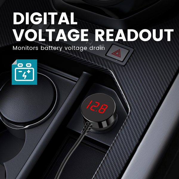 12V USB Waterproof Car Charger Socket With LED Voltmeter - Image 3