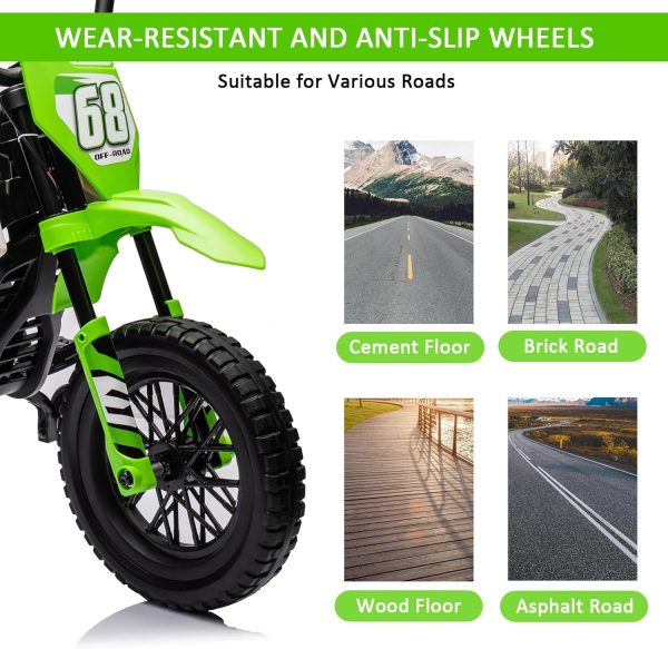 Electric Dirt Bike for Kids with Training Wheels, Twist Grip Throttle, 12V Kids Motorcycle, 3Mph Max Speed and Music, Ride on Motorcycle for Kids Toddlers - Image 6