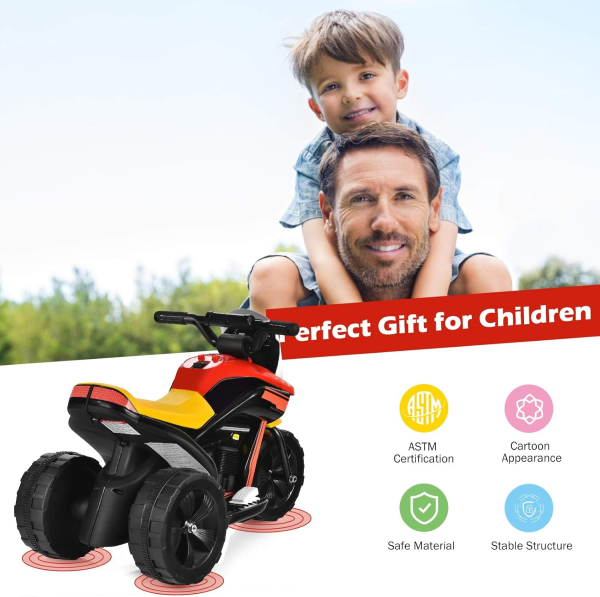 Costzon Toddler Motorcycle, 6V Battery Powered, 3 Wheels Ride on Motorcycle with Cartoon Windshield, Electric Motorcycle for Kids Toddlers, - Image 7