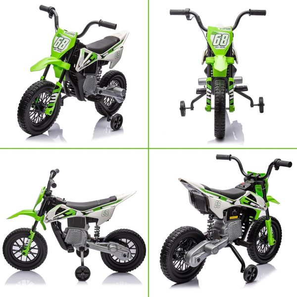 Electric Dirt Bike for Kids with Training Wheels, Twist Grip Throttle, 12V Kids Motorcycle, 3Mph Max Speed and Music, Ride on Motorcycle for Kids Toddlers - Image 4