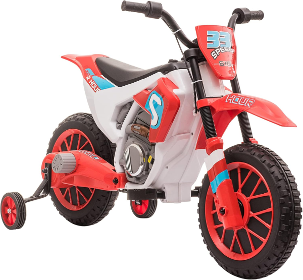 Aosom 12V Kids Motorcycle, Electric Motor Bike, Battery-Powered Ride-On Bike with Charging Battery, Training Wheels