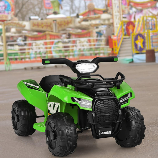 Costzon Kids ATV, 6V Battery Powered Electric Vehicle Four Wheeler Quad W/Storage Basket, Headlight, Horn, Music, 4 Wheeler Ride on Car - Image 3