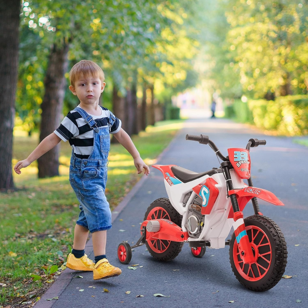 Aosom 12V Kids Motorcycle, Electric Motor Bike, Battery-Powered Ride-On Bike with Charging Battery, Training Wheels - Image 2